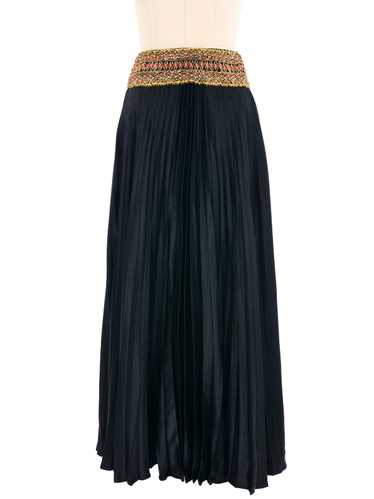 Jewel Embellished Pleated Maxi Skirt