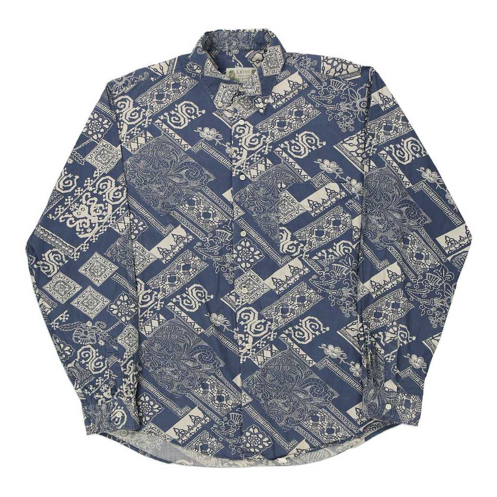 Knitter Patterned Shirt - XL Blue Cotton - image 1