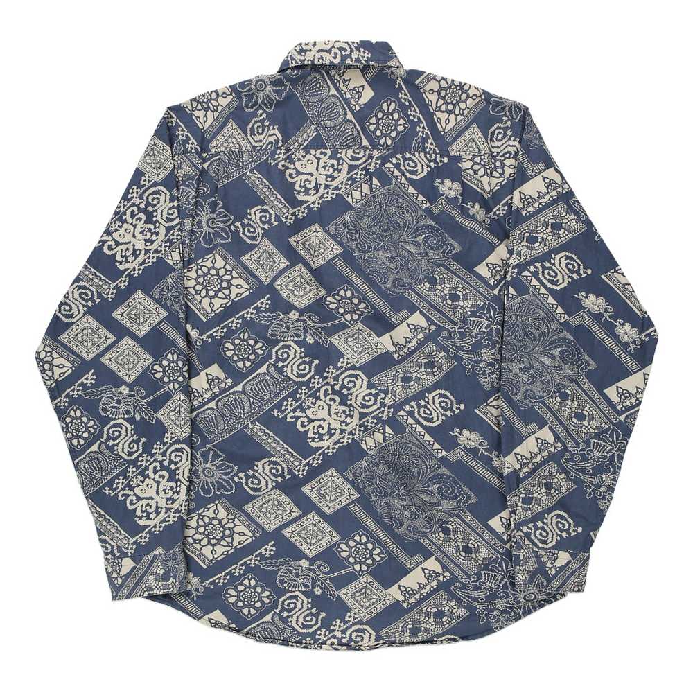 Knitter Patterned Shirt - XL Blue Cotton - image 2