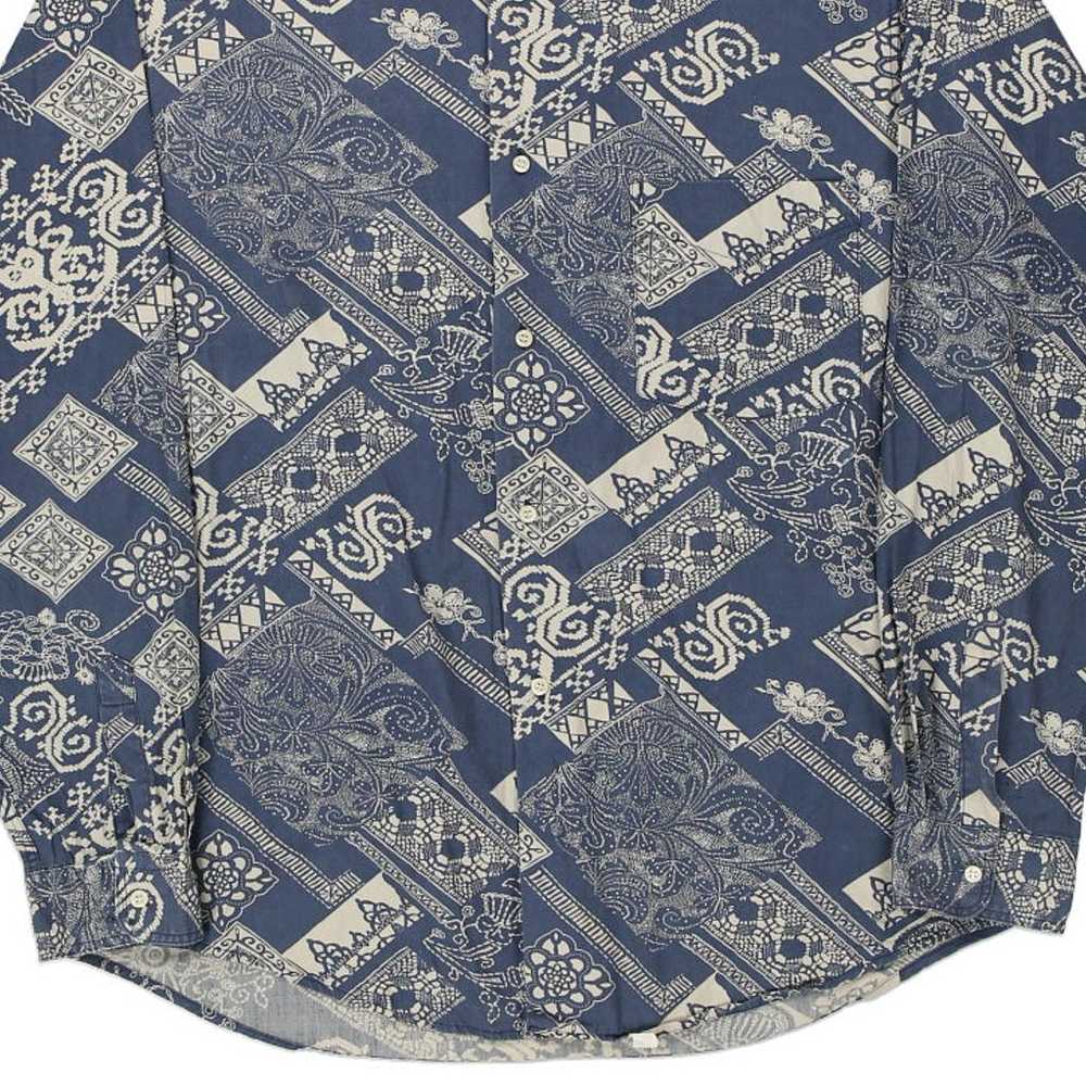 Knitter Patterned Shirt - XL Blue Cotton - image 5