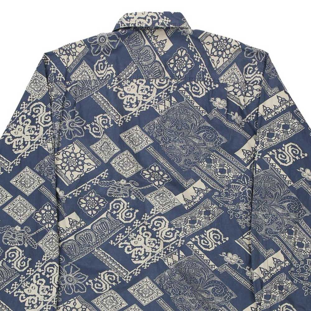 Knitter Patterned Shirt - XL Blue Cotton - image 6