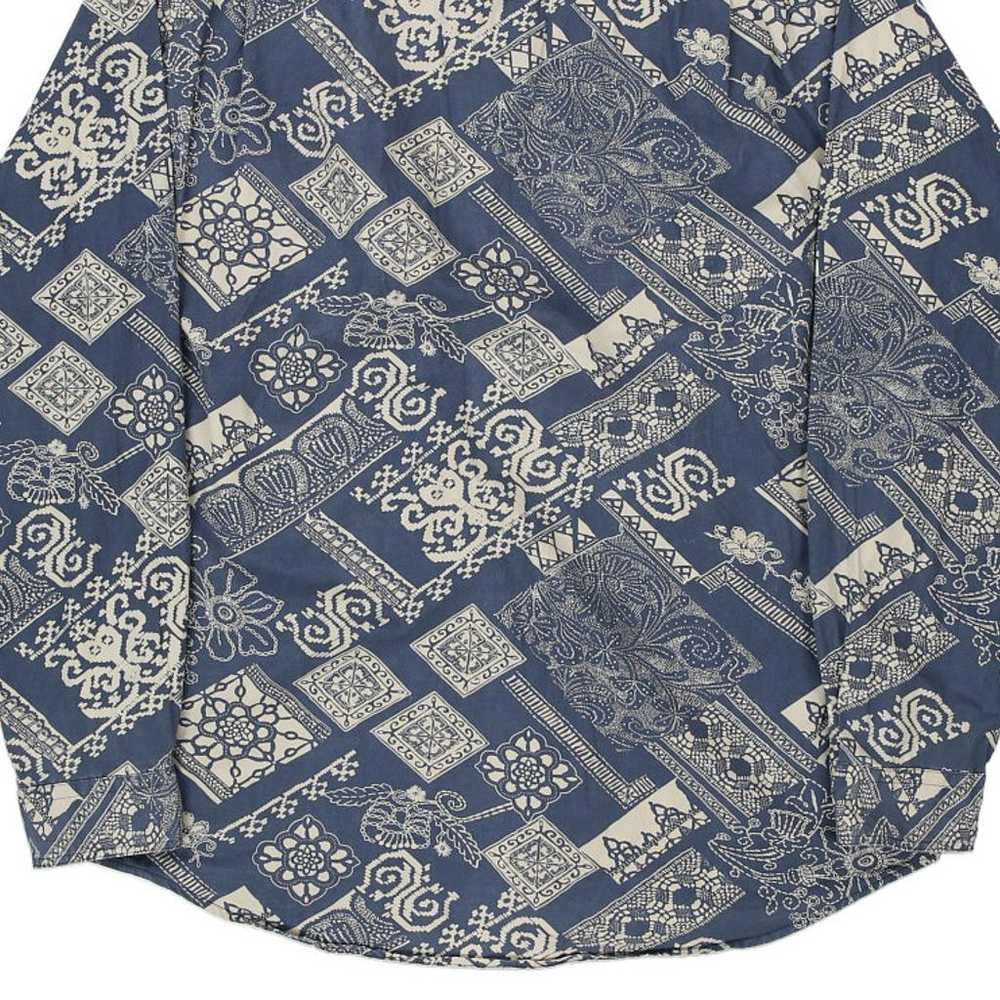 Knitter Patterned Shirt - XL Blue Cotton - image 7