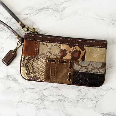 Y2K Coach Patchwork Long Leather Gold Snake Mixed… - image 1