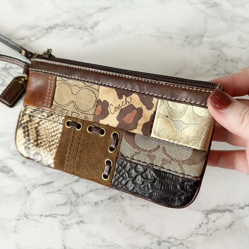 Y2K Coach Patchwork Long Leather Gold Snake Mixed… - image 3