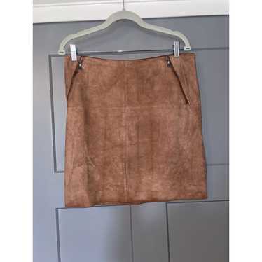 Vintage VTG W By WORTH Suede Leather Skirt Brown … - image 1