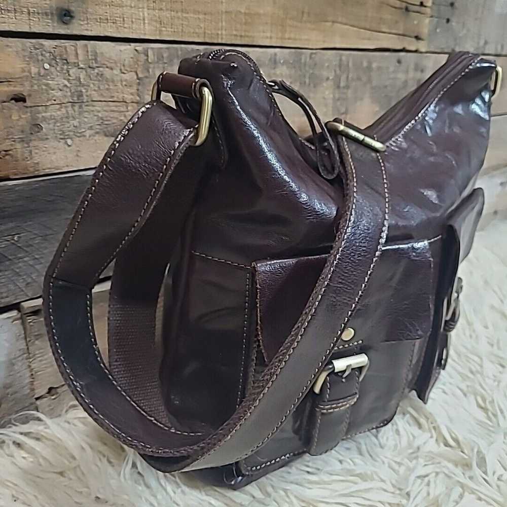 Brown Leather Messenger Bag Handbag Satchel Adjus… - image 2