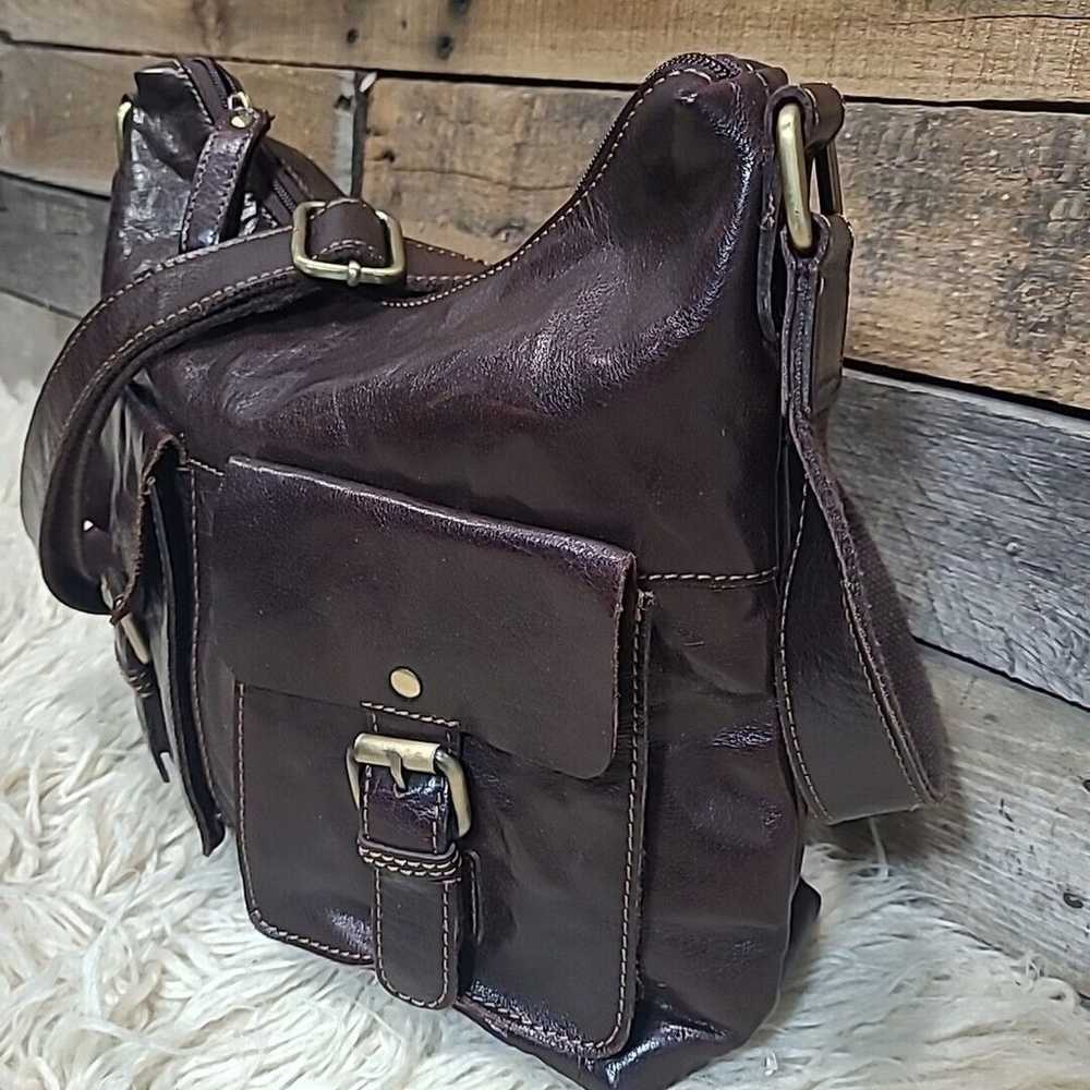 Brown Leather Messenger Bag Handbag Satchel Adjus… - image 3