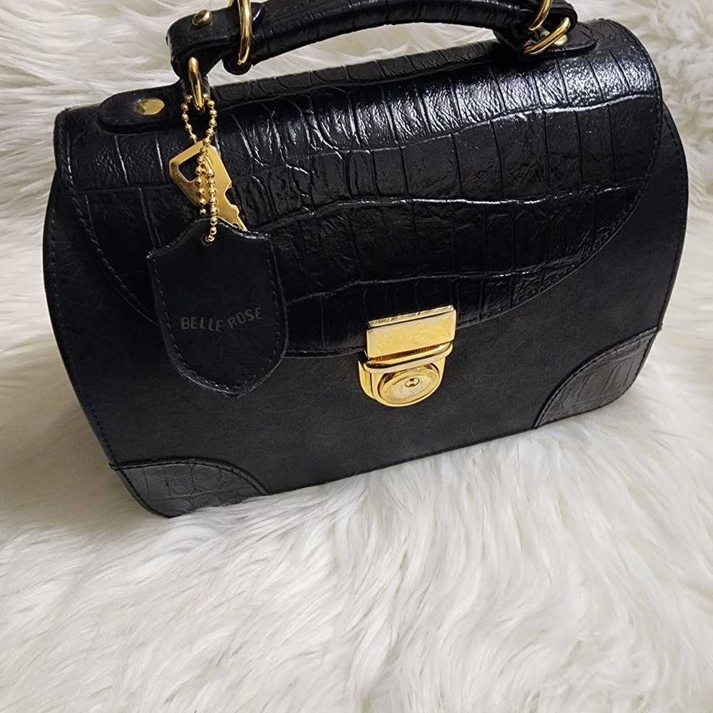 Belle Rose Black round vintage bag - image 1