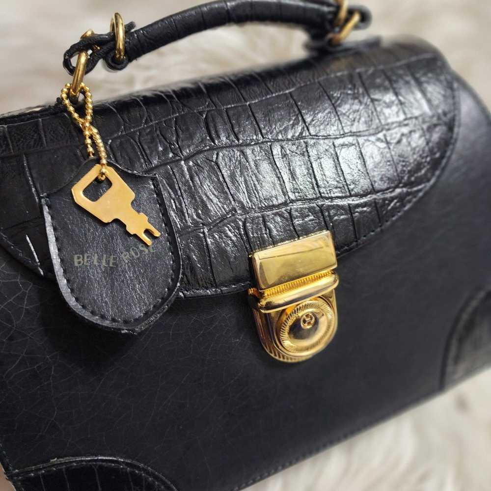 Belle Rose Black round vintage bag - image 4