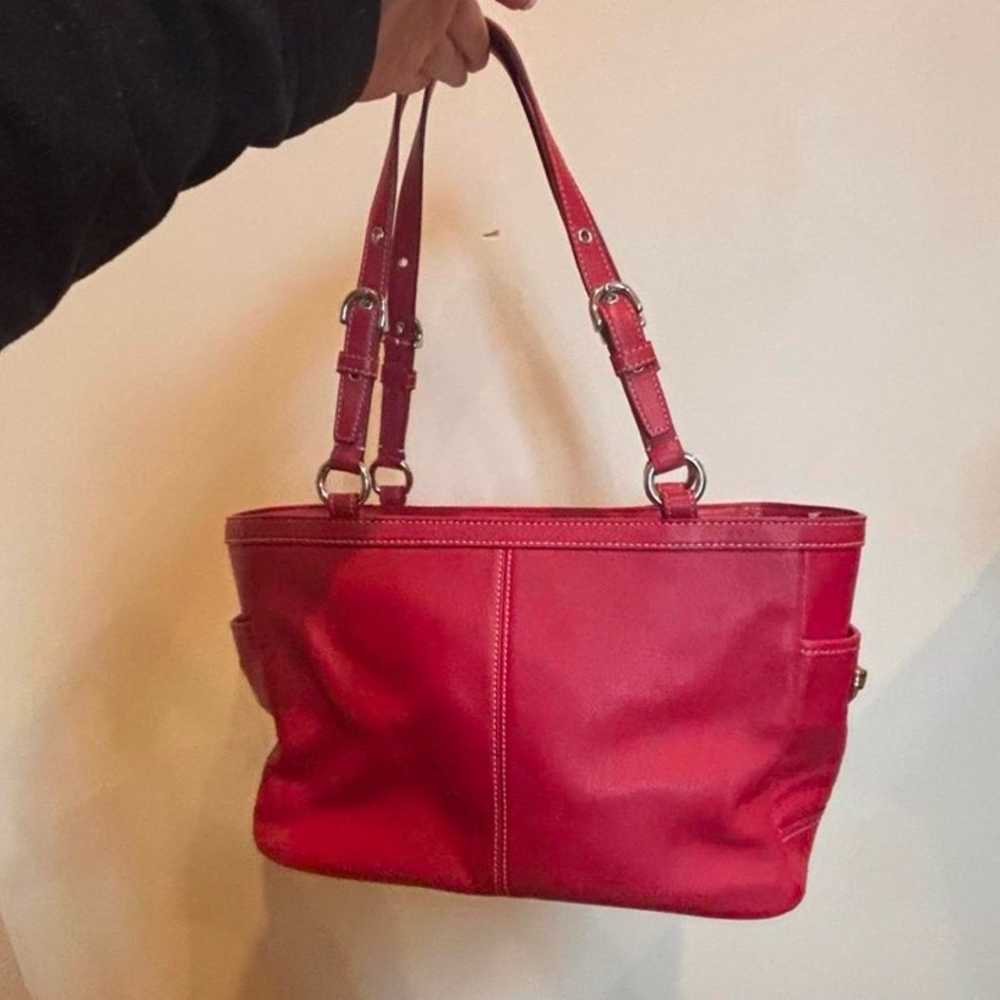 Red coach leather bag - image 3