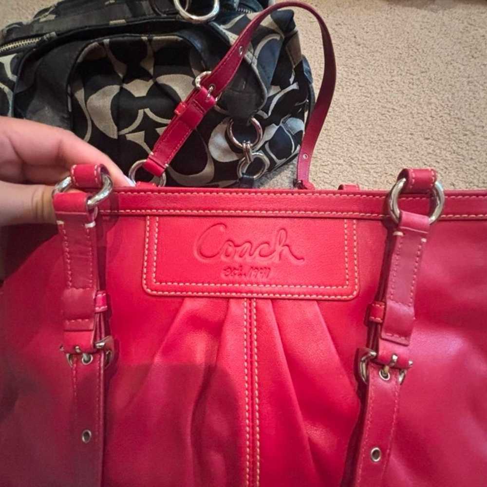 Red coach leather bag - image 6