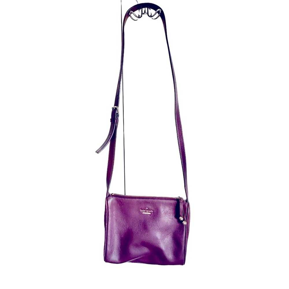 Kate Spade Pebble Leather Crossbody Plum Burgundy - image 2