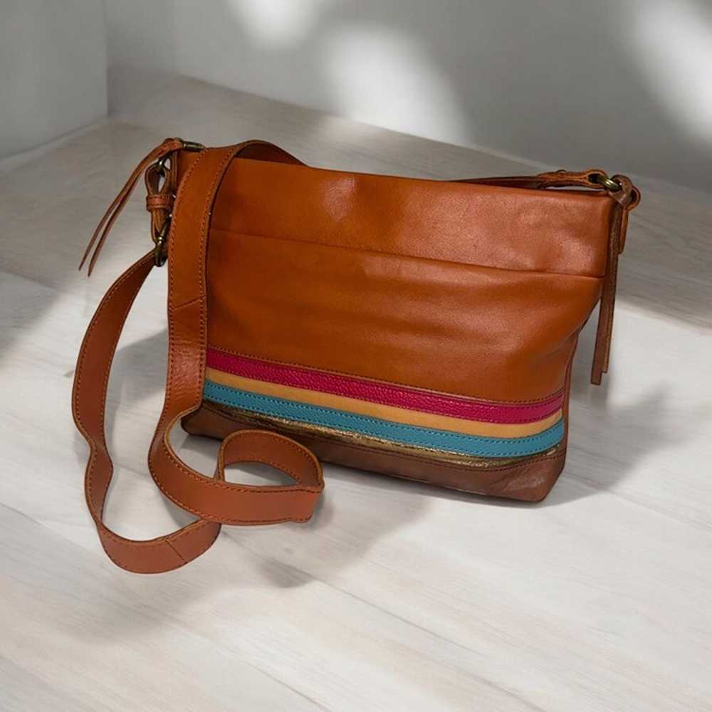 The Sak Purse Brown Leather Multicolor Striped Si… - image 1