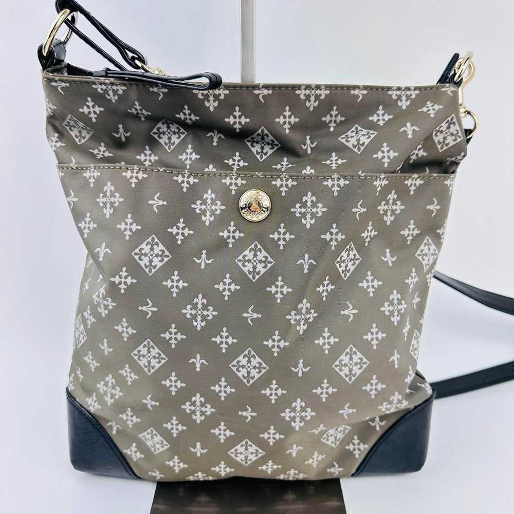 Rashit Gray Floral Shoulder Bag Nylon Logo Lightw… - image 4