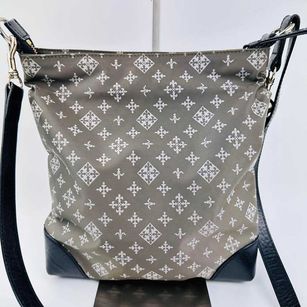 Rashit Gray Floral Shoulder Bag Nylon Logo Lightw… - image 5