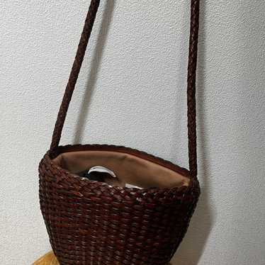 Braided Brown Woven Basket Bag - image 1