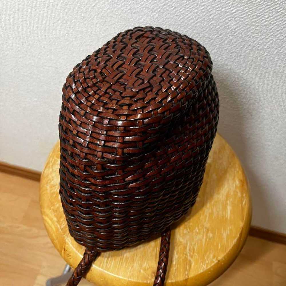 Braided Brown Woven Basket Bag - image 3