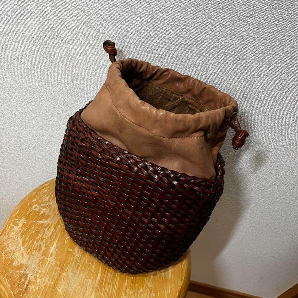 Braided Brown Woven Basket Bag - image 5