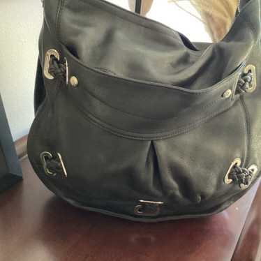 B Makowsky Black pebbled leather tote