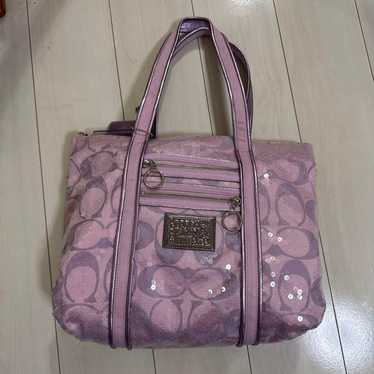 COACH Poppy Tote Bag Pink Sequins