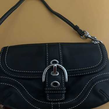 Leather wristlet like new black small by coach