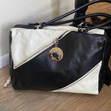 Vintage Charles David Black and White Satchel