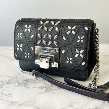 Michael Kors Black Saffiano Leather Silver Mirror… - image 1