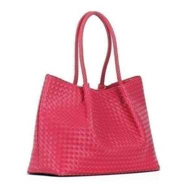 Fuchsia Lulu Dharma Woven Vegan Leather Tote