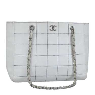 Chanel CHANEL Choco Bar Chain Tote Bag Leather Wh… - image 1