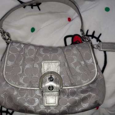 Coach Jacquard and Leather Soho - Metallic Silver