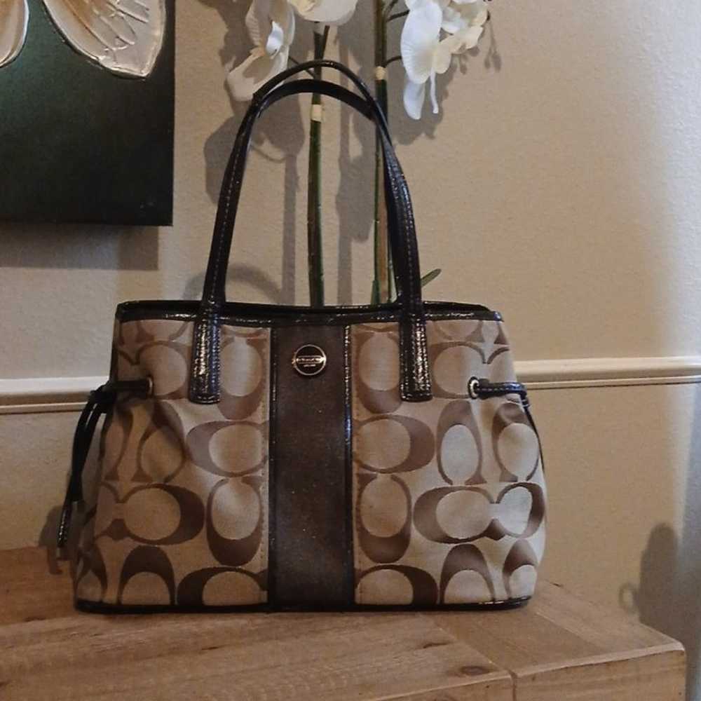 Coach Brown Signature Canvas Handbag - image 2