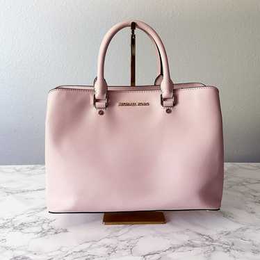 Michael Kors Pale Pink Saffiano Leather Domed Sat… - image 1