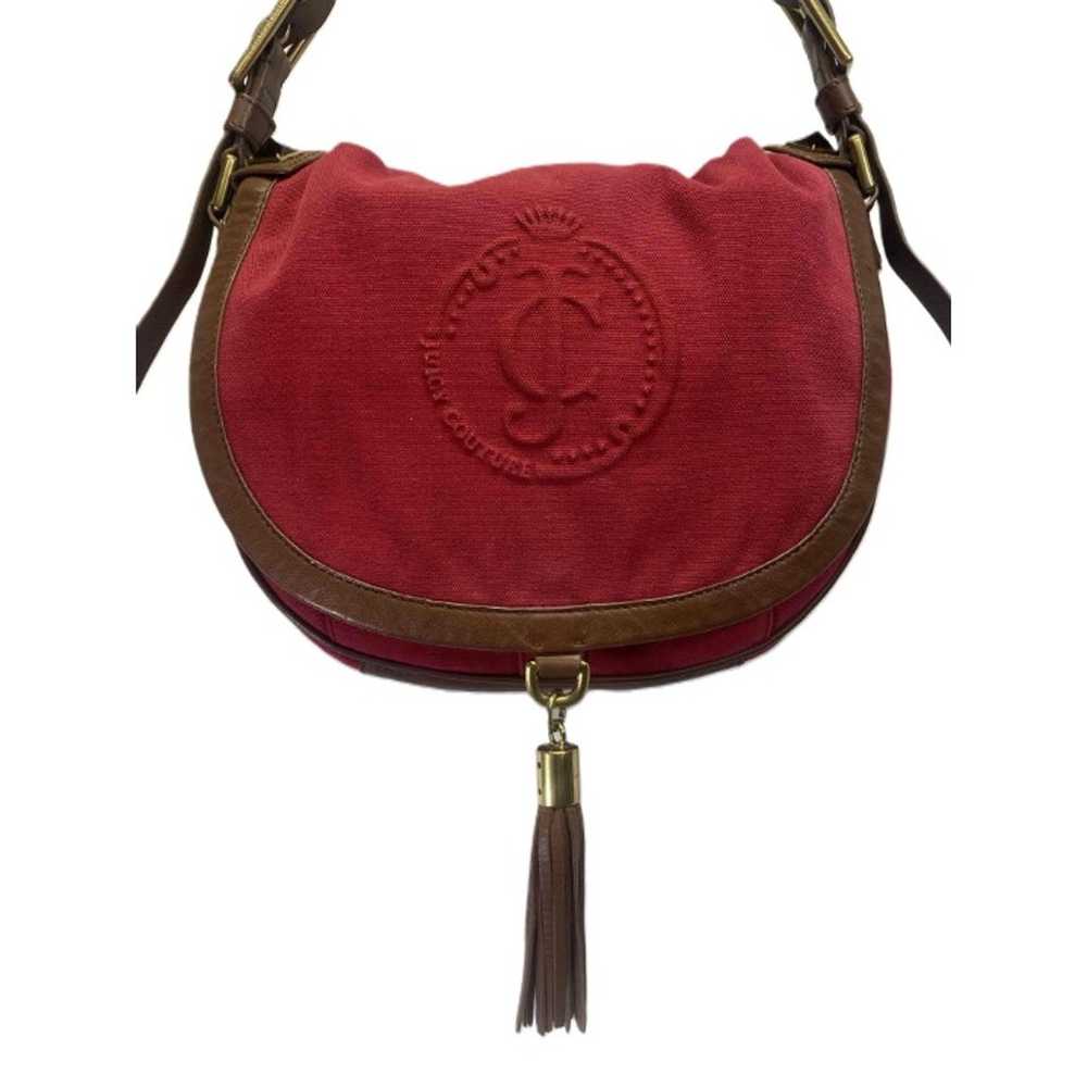 Juicy Couture Y2K Red Canvas Deboss Shoulder Flap… - image 1