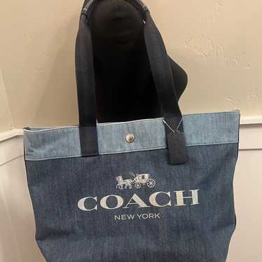 Coach Horse and Carriage Denim Tote - image 1