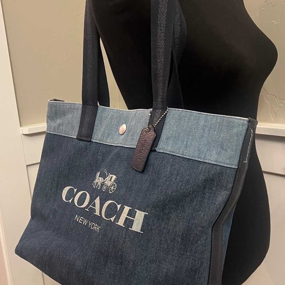 Coach Horse and Carriage Denim Tote - image 2