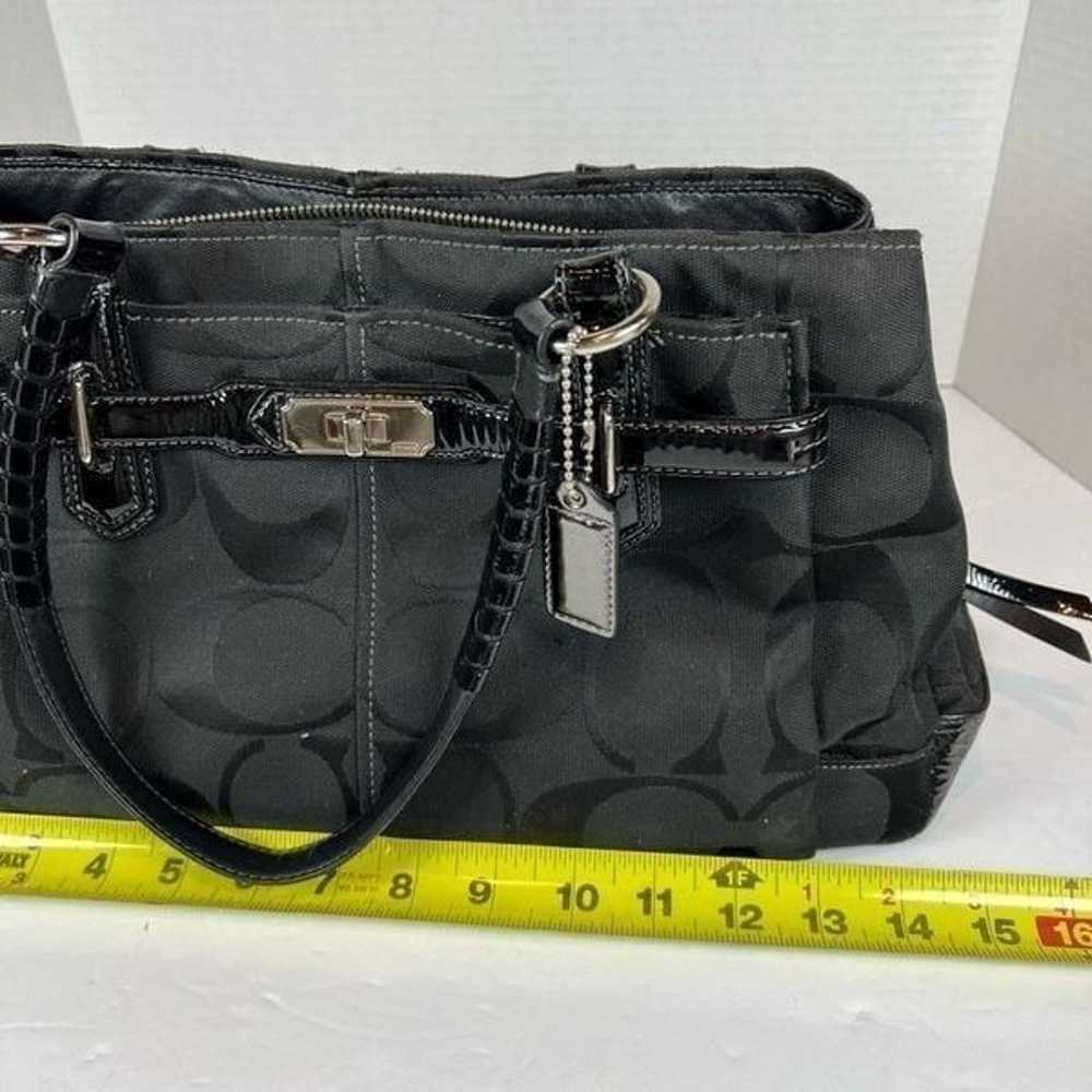 Coach Signature Medium Black Canvas W/Leather Tri… - image 11