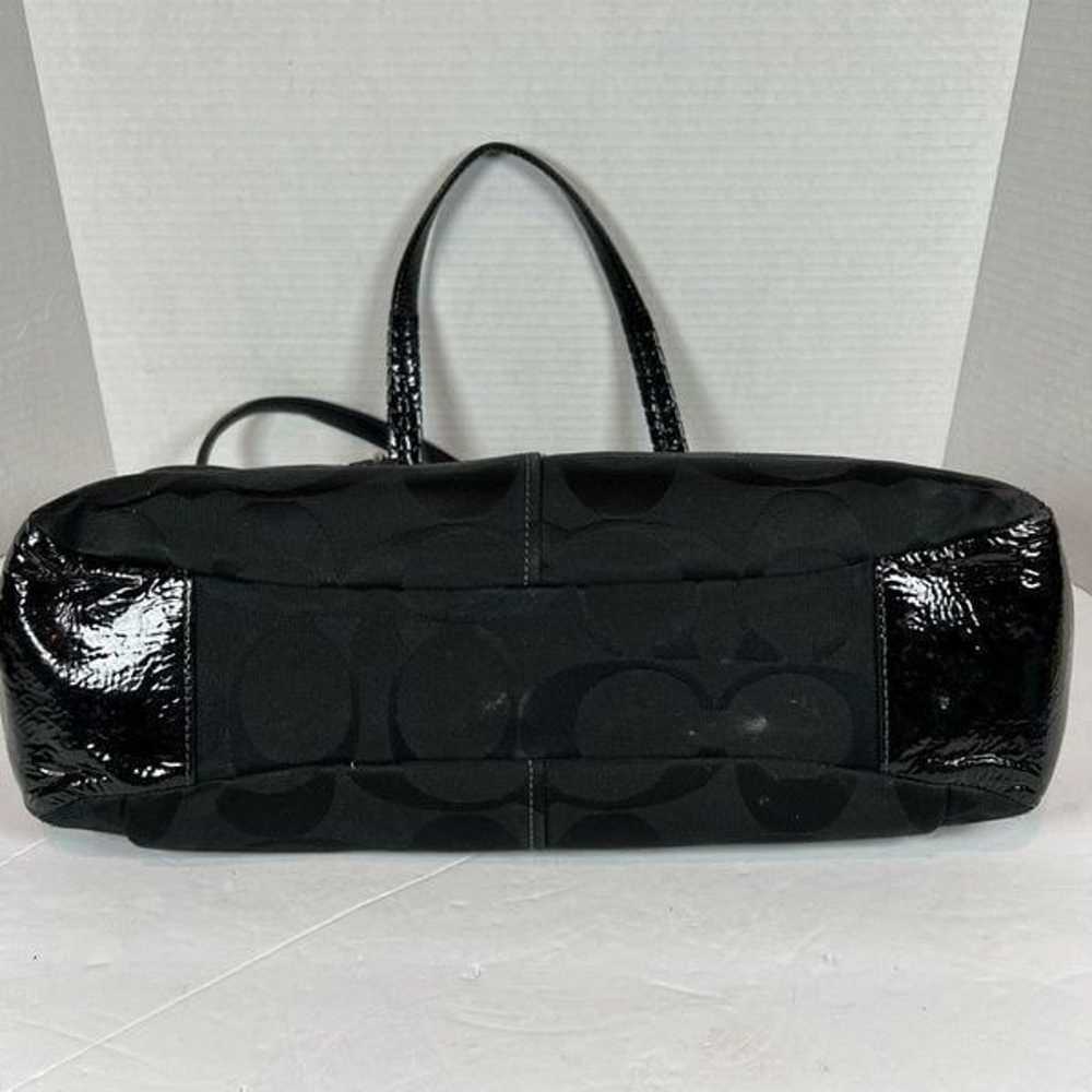 Coach Signature Medium Black Canvas W/Leather Tri… - image 4