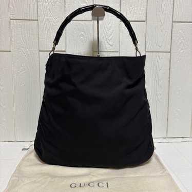 GUCCI Bamboo 2WAY Tote Bag Shoulder Bag Black