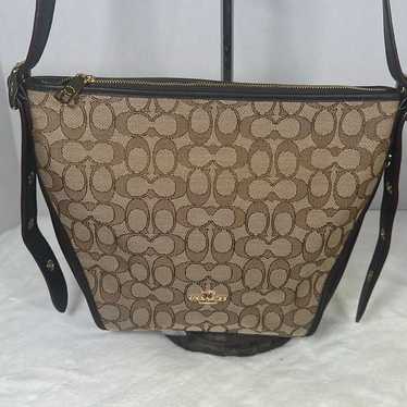 COACH KHAKI BROWN SIGNATURE LOGO DUFFLETTE CROSSB… - image 1