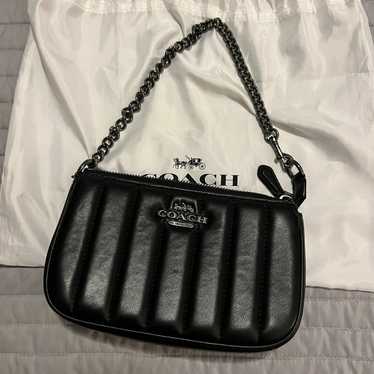 Coach mini black quilted leather handbag