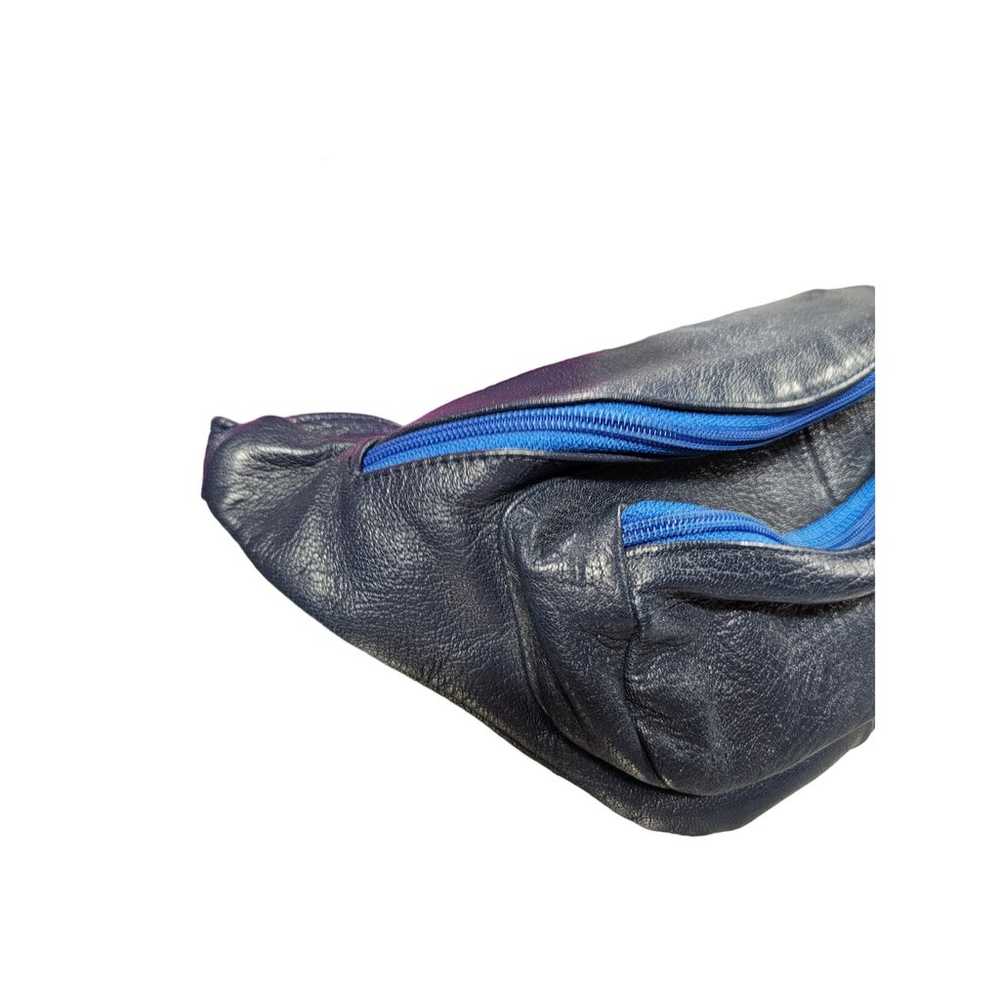 Vintage Navy-Blue Leather Adjustable Fanny Pack W… - image 3