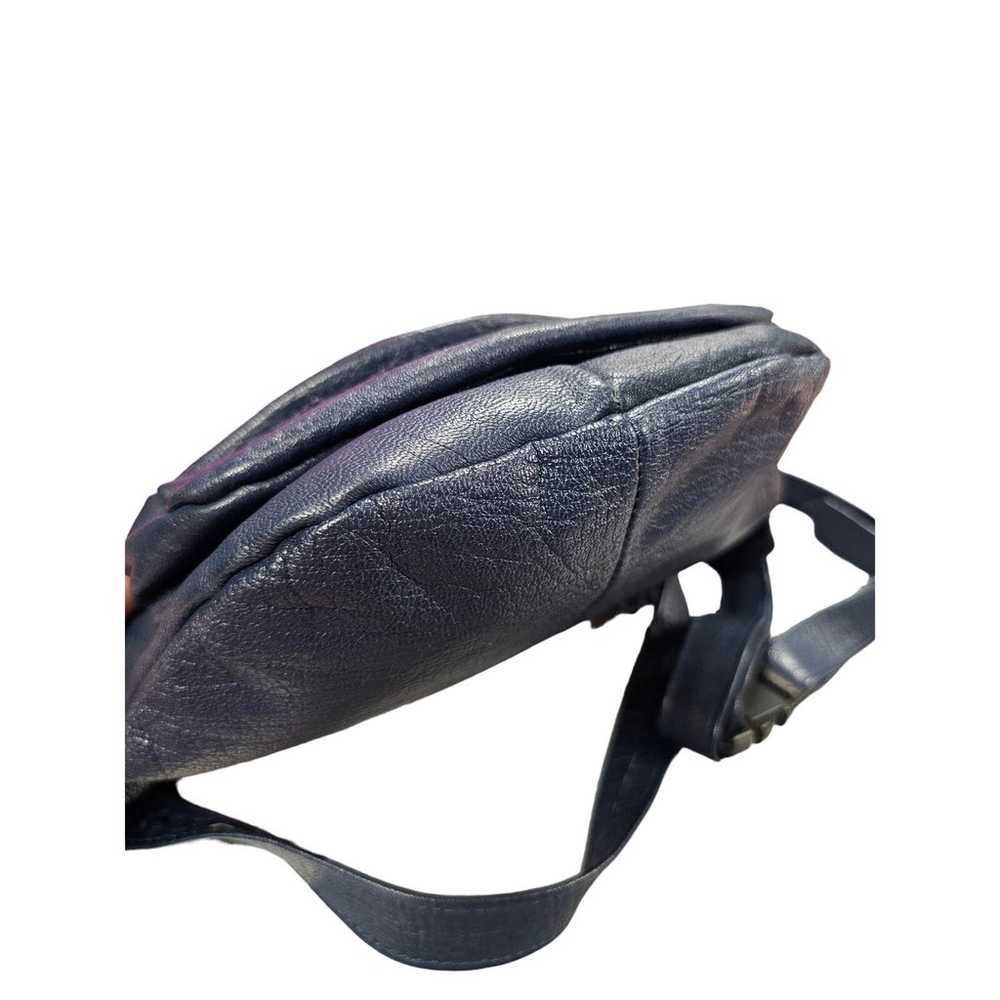 Vintage Navy-Blue Leather Adjustable Fanny Pack W… - image 4