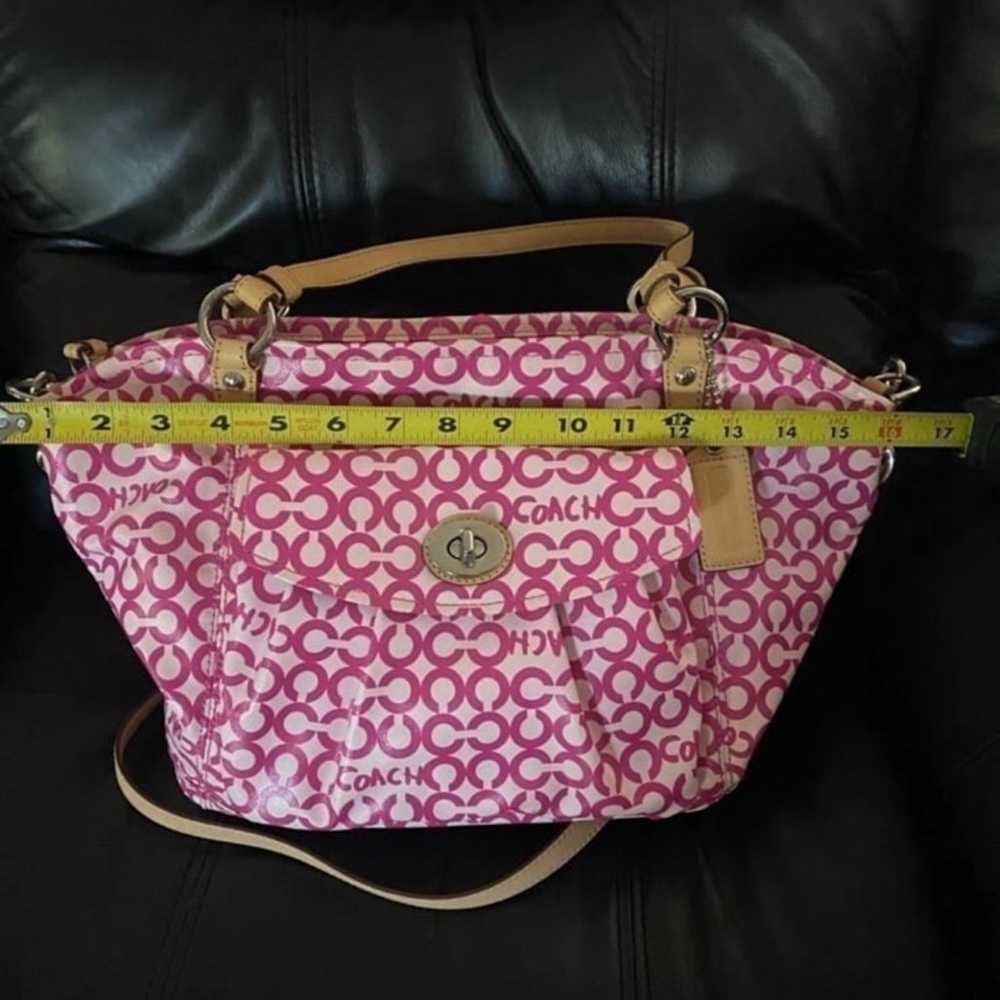 Vintage Coach Pink Purse Handbag Leather 13”x11” - image 6