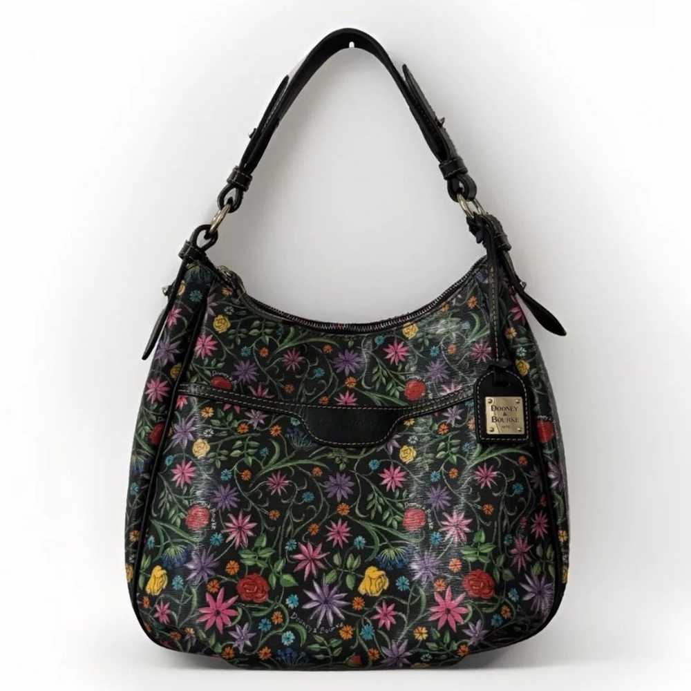 Dooney & Bourke Black Floral Botanical Hobo Shoul… - image 1