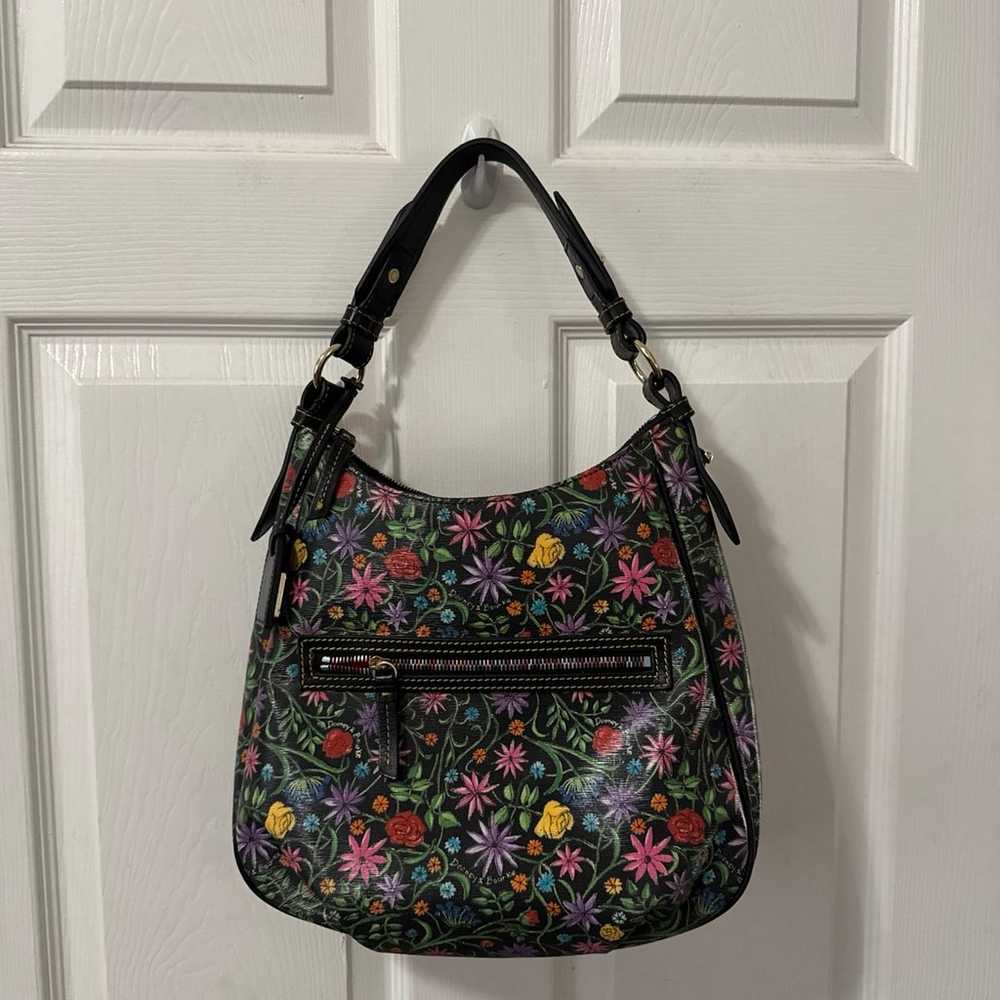 Dooney & Bourke Black Floral Botanical Hobo Shoul… - image 2