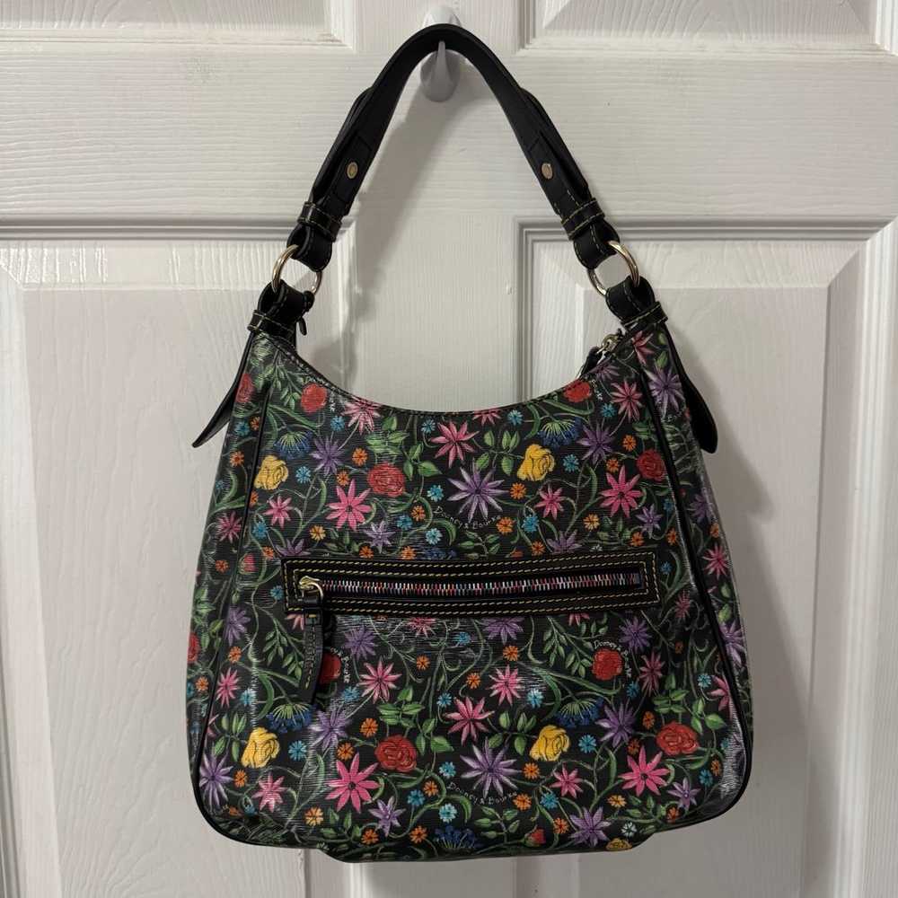 Dooney & Bourke Black Floral Botanical Hobo Shoul… - image 4