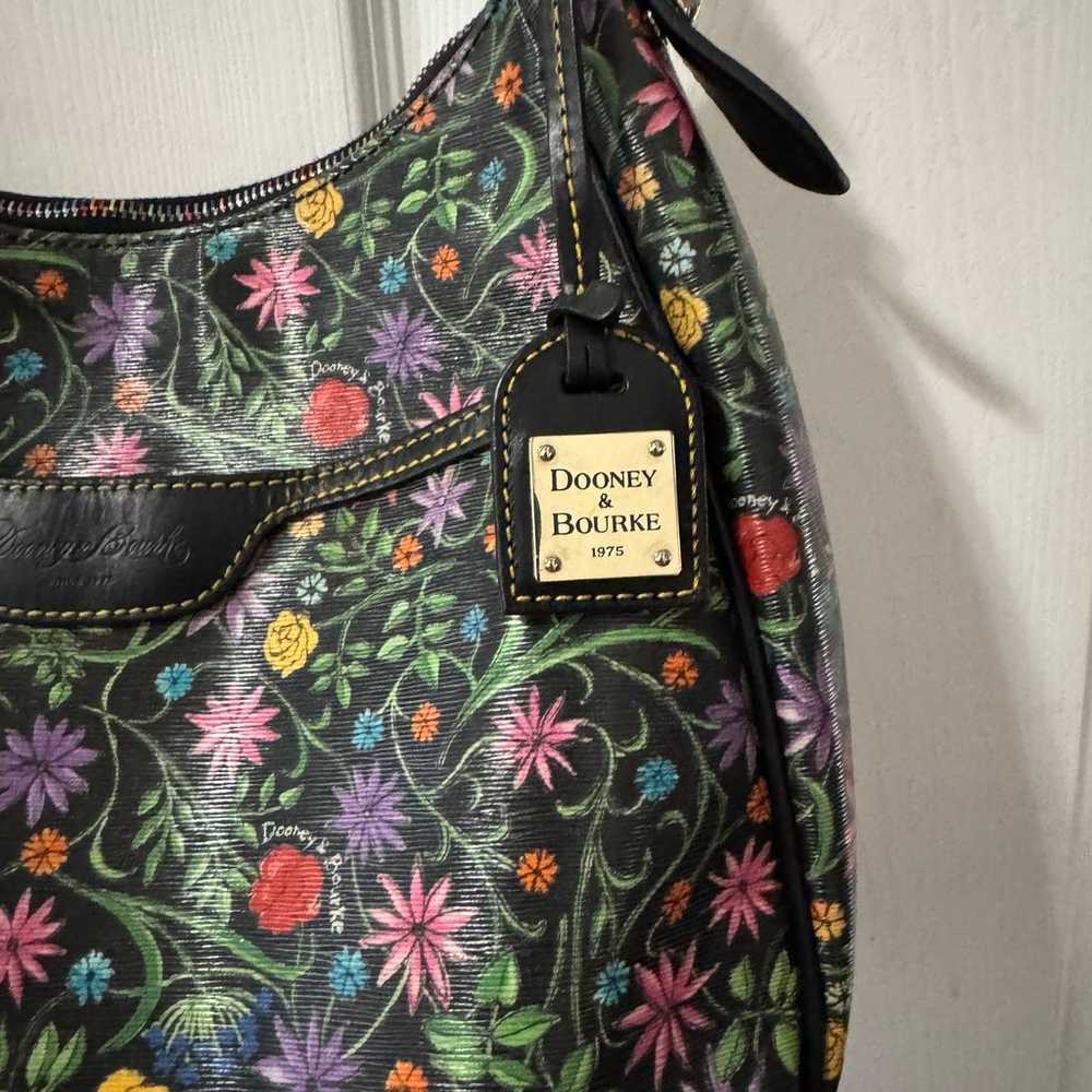 Dooney & Bourke Black Floral Botanical Hobo Shoul… - image 9