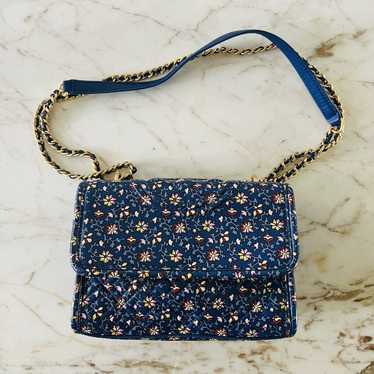 TORY BURCH Fleming Blue Wild Pansy Printed Small … - image 1