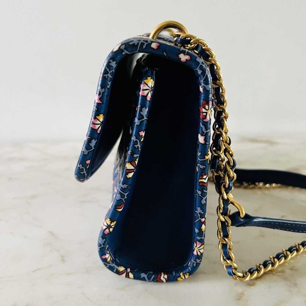 TORY BURCH Fleming Blue Wild Pansy Printed Small … - image 4