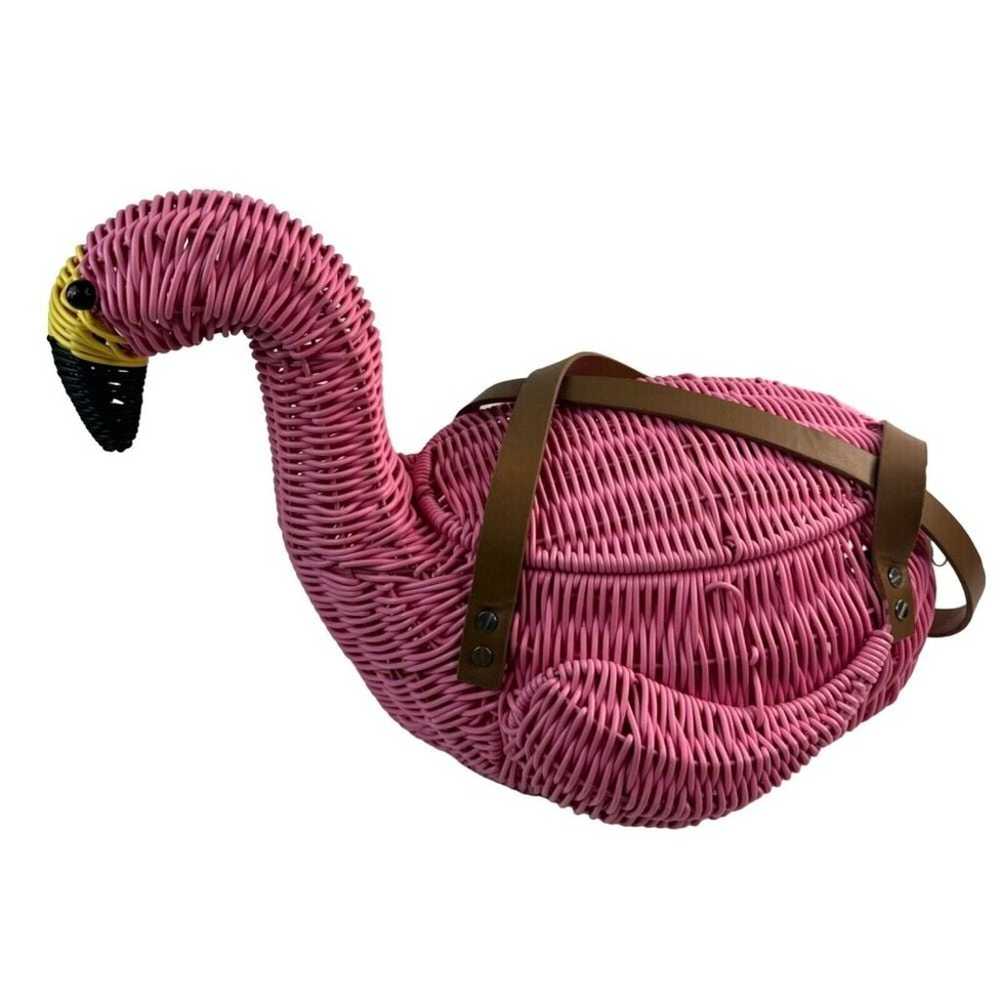 Pink Flamingo Shaped Bag Retro Pink Novelty Baske… - image 1